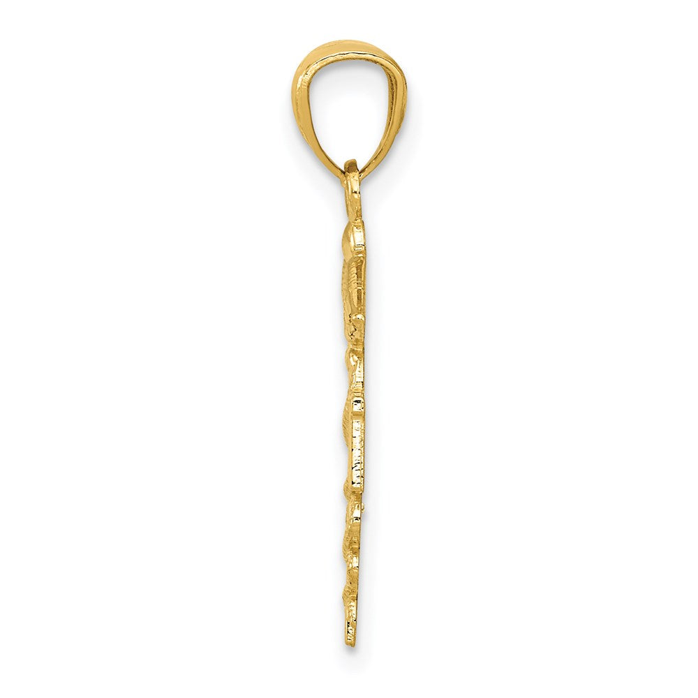 Million Charms 14K Yellow Gold Themed Diamond-Cut Polished RN (Registered Nurse) Nurse Pendant