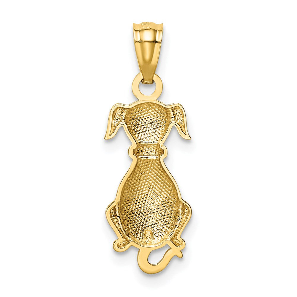 Million Charms 14K Yellow Gold Themed Polished Sitting Dog Pendant