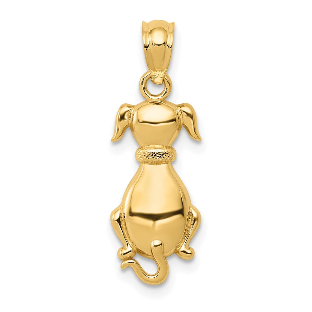 Million Charms 14K Yellow Gold Themed Polished Sitting Dog Pendant