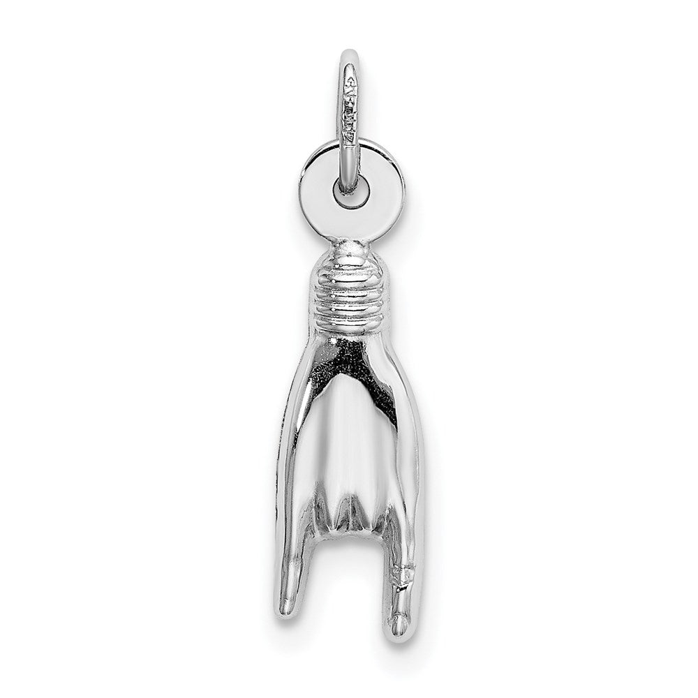 Million Charms 14K White Gold Themed Rock On Sign Charm