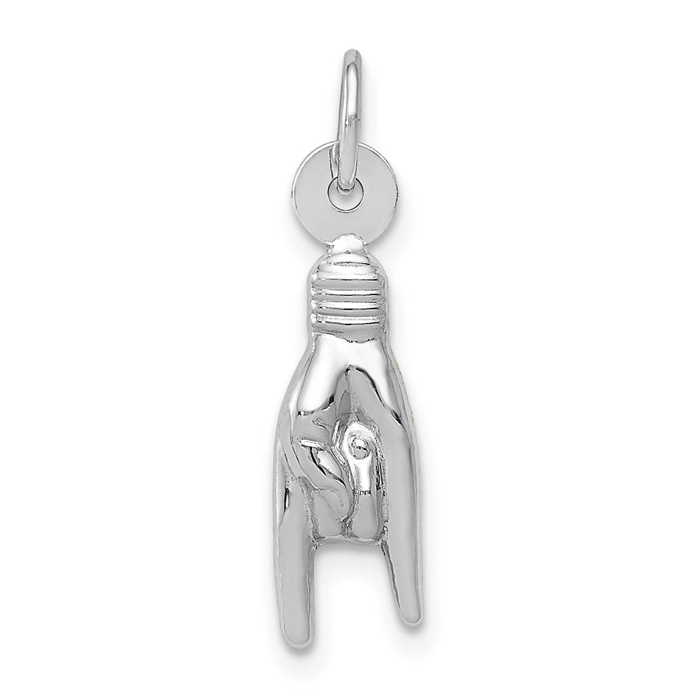 Million Charms 14K White Gold Themed Rock On Sign Charm