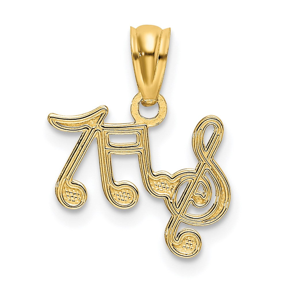 Million Charms 14K Yellow Gold Themed Polished Music Notes Pendant
