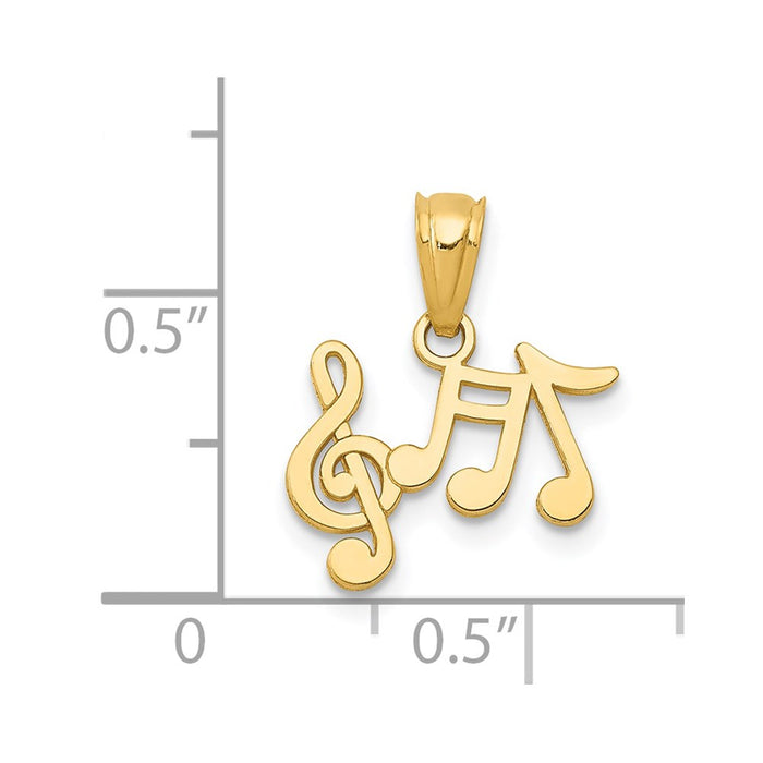 Million Charms 14K Yellow Gold Themed Polished Music Notes Pendant