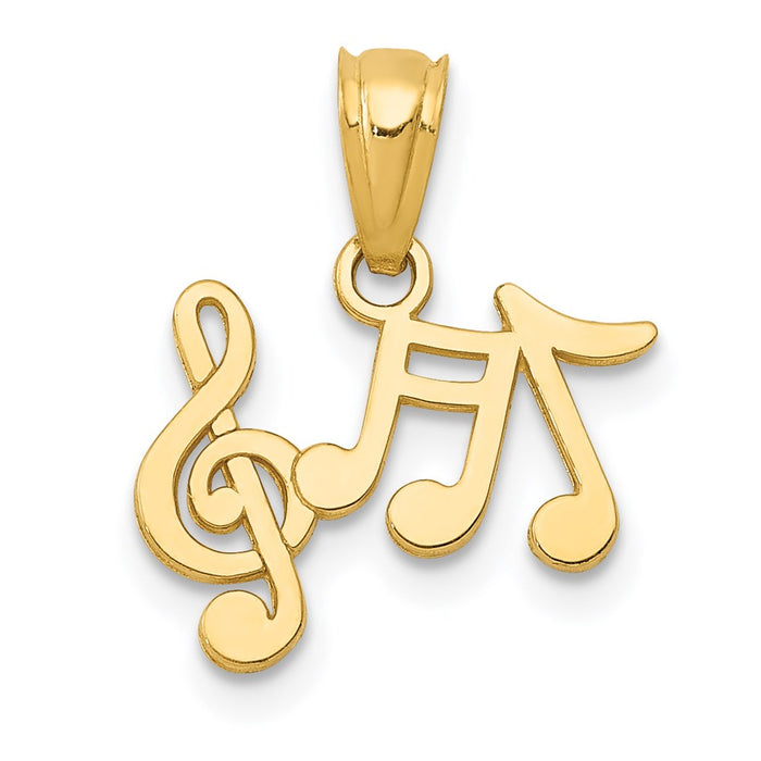 Million Charms 14K Yellow Gold Themed Polished Music Notes Pendant
