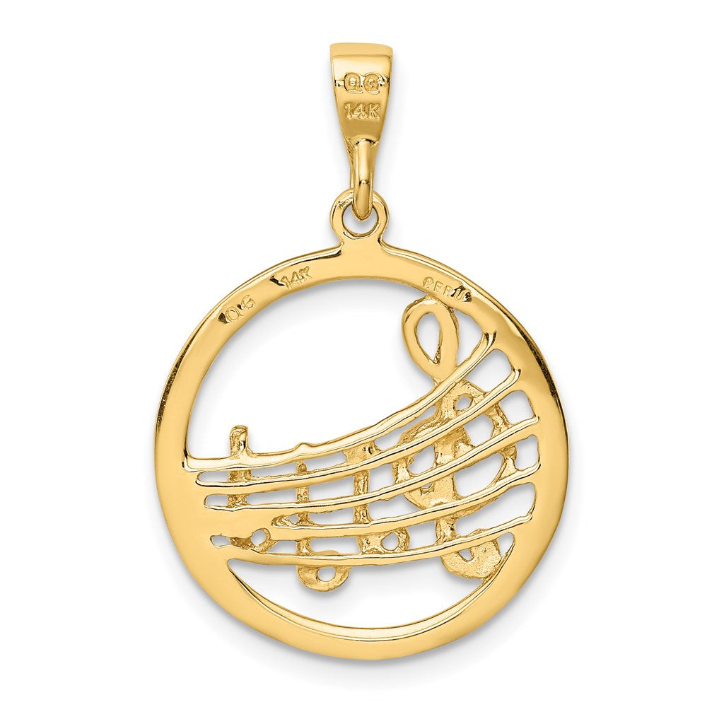 Million Charms 14K Yellow Gold Themed Gold Themed Polished Musical Notes Pendant