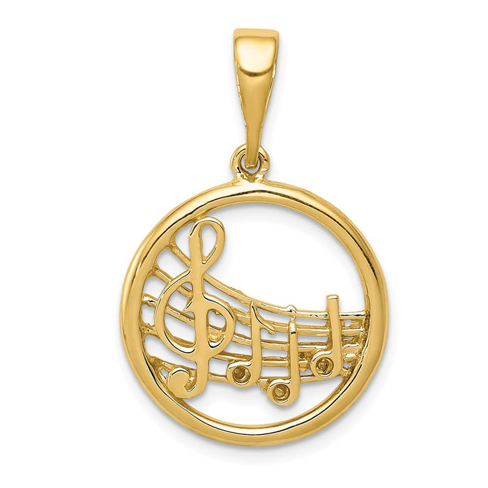 Million Charms 14K Yellow Gold Themed Gold Themed Polished Musical Notes Pendant