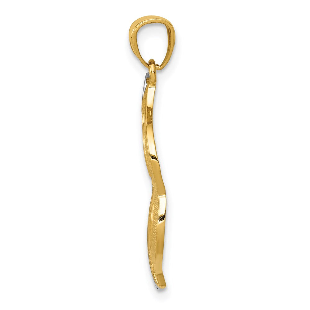 Million Charms 14K Yellow Gold Themed With Rhodium-plated Diamond-Cut Polished Masquerade Mask Pendant