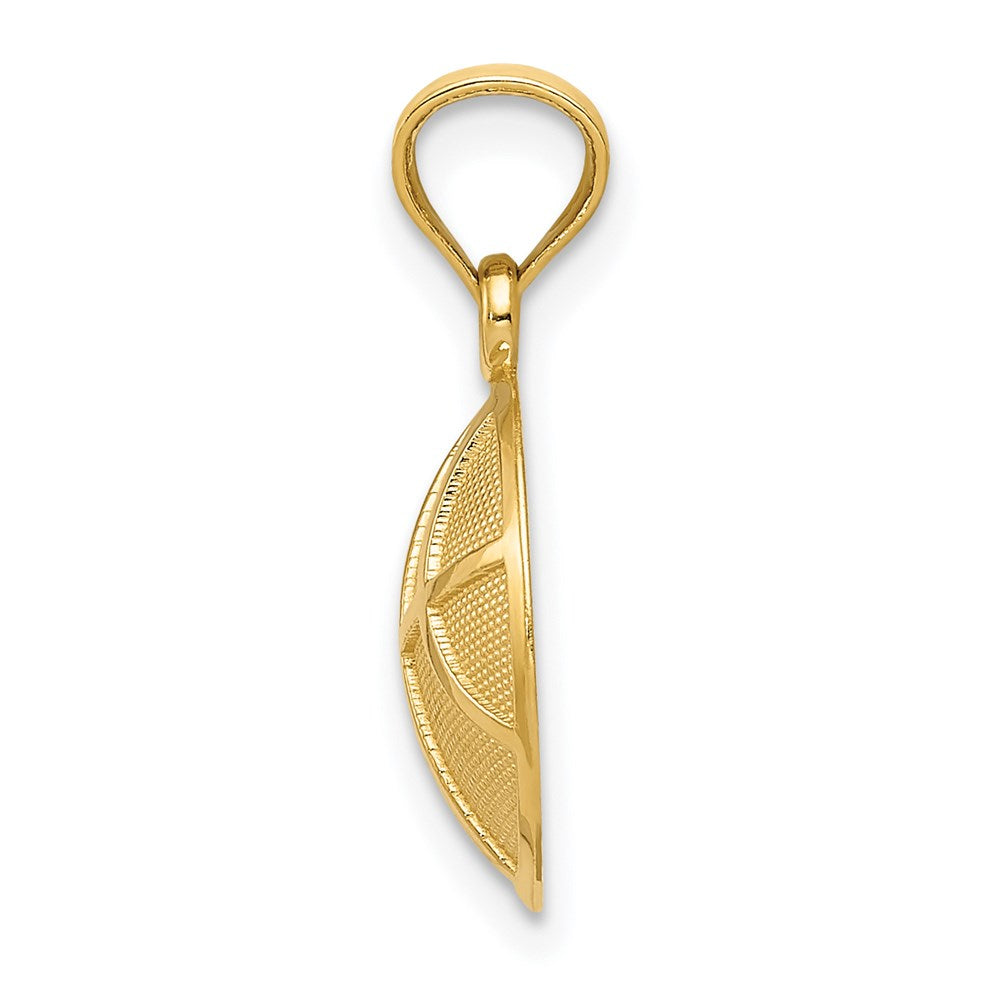 Million Charms 14K Yellow Gold Themed Satin & Polished Sports Basketball Pendant