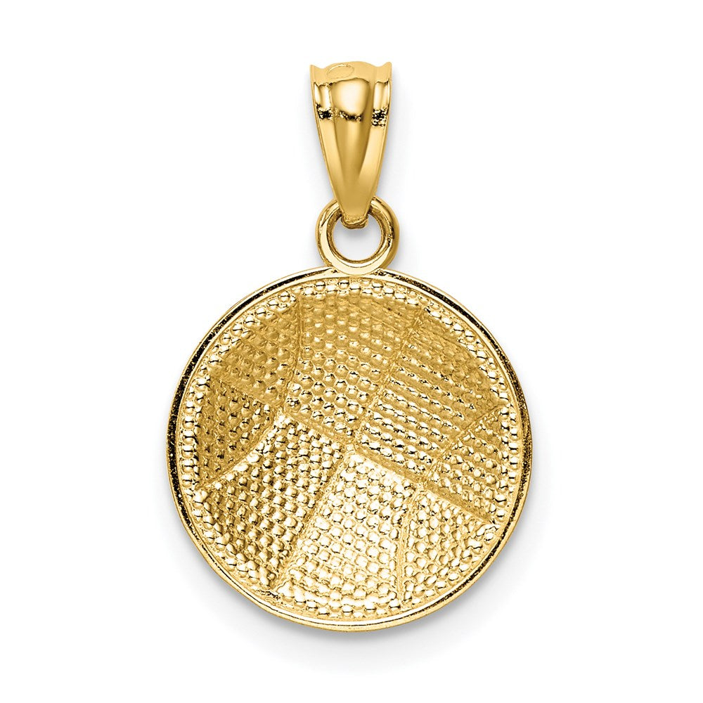 Million Charms 14K Yellow Gold Themed Satin & Polished Sports Basketball Pendant