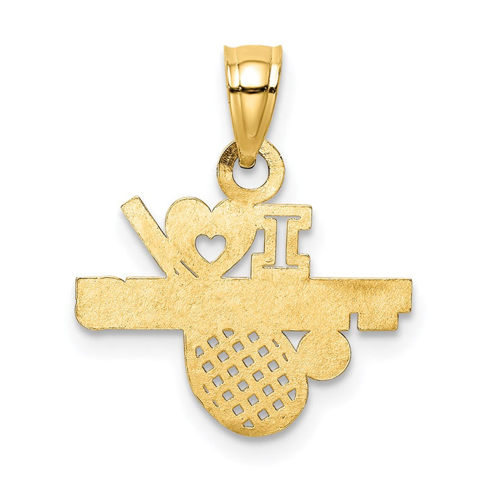 Million Charms 14K Yellow Gold Themed I Heart Sports Tennis Pendant