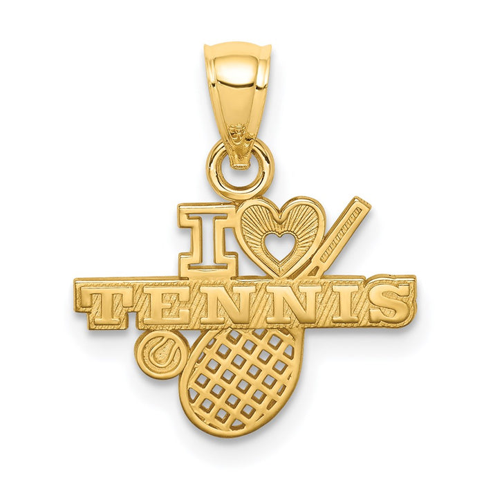 Million Charms 14K Yellow Gold Themed I Heart Sports Tennis Pendant