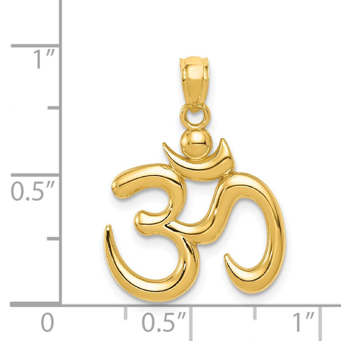 Million Charms 14K Yellow Gold Themed Polished Om Symbol Pendant