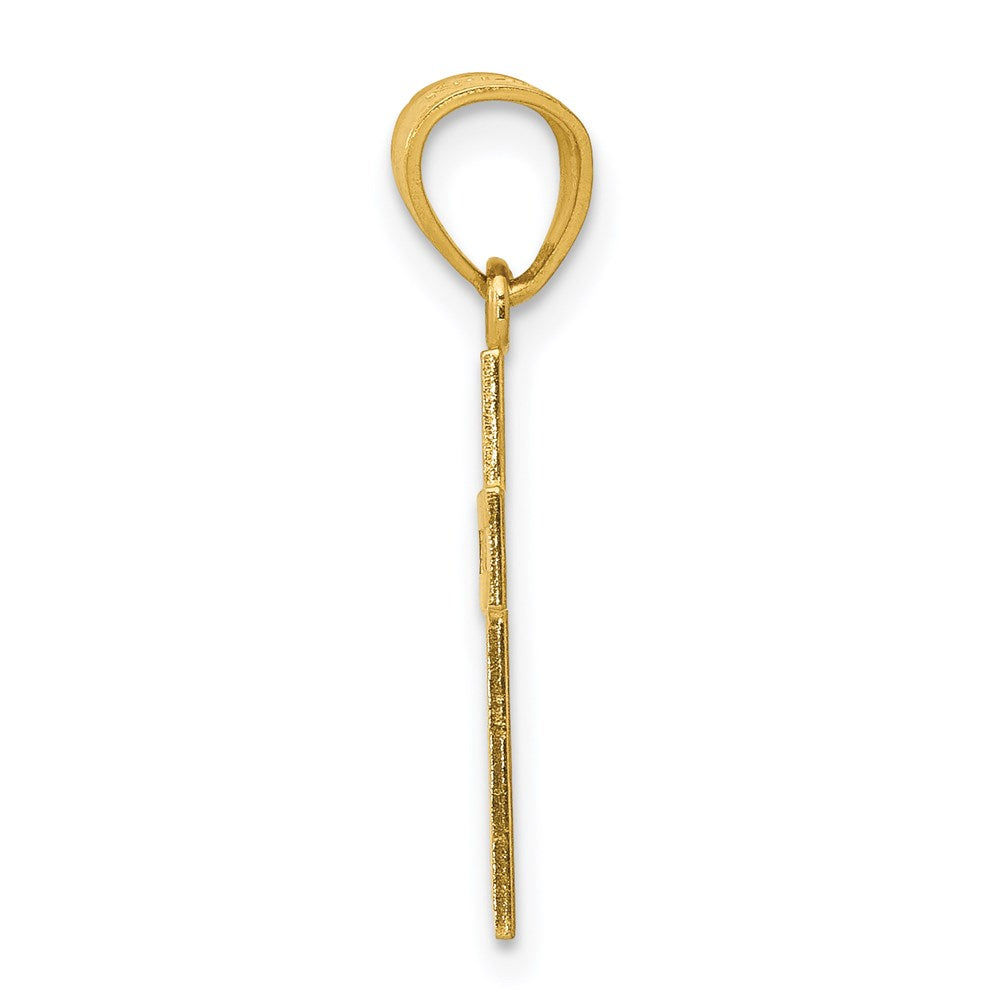 Million Charms 14K Yellow Gold Themed Diamond-Cut Relgious Cross With X Center Pendant