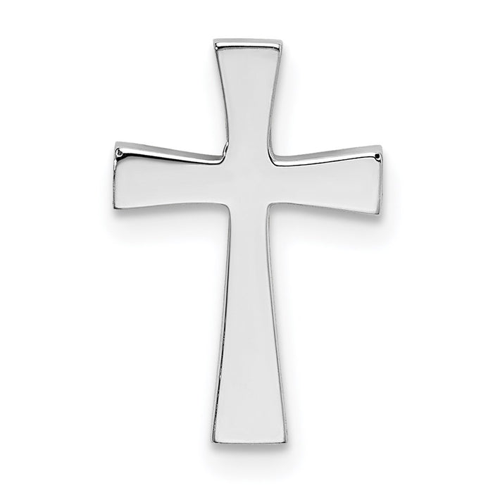 Million Charms 14K White Gold Themed Polished Relgious Cross Chain Slide