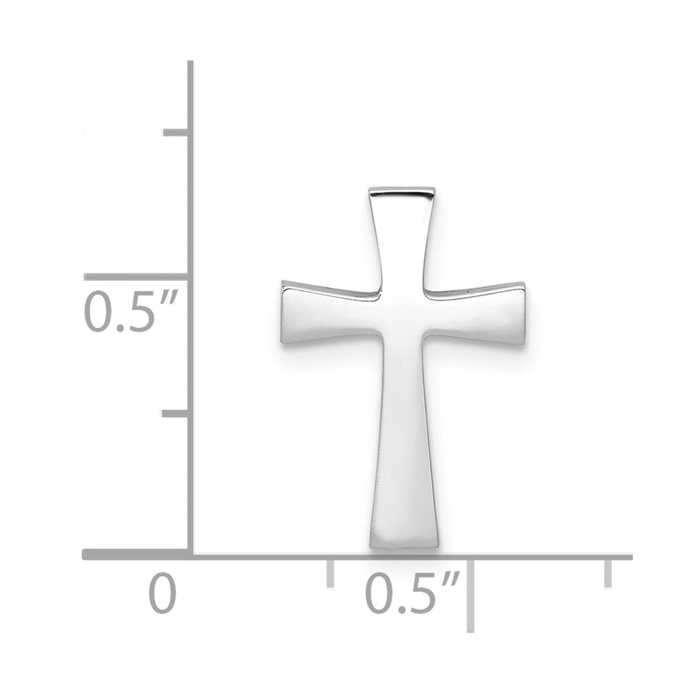 Million Charms 14K White Gold Themed Polished Relgious Cross Chain Slide