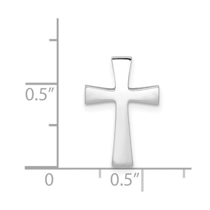 Million Charms 14K White Gold Themed Polished Relgious Cross Chain Slide