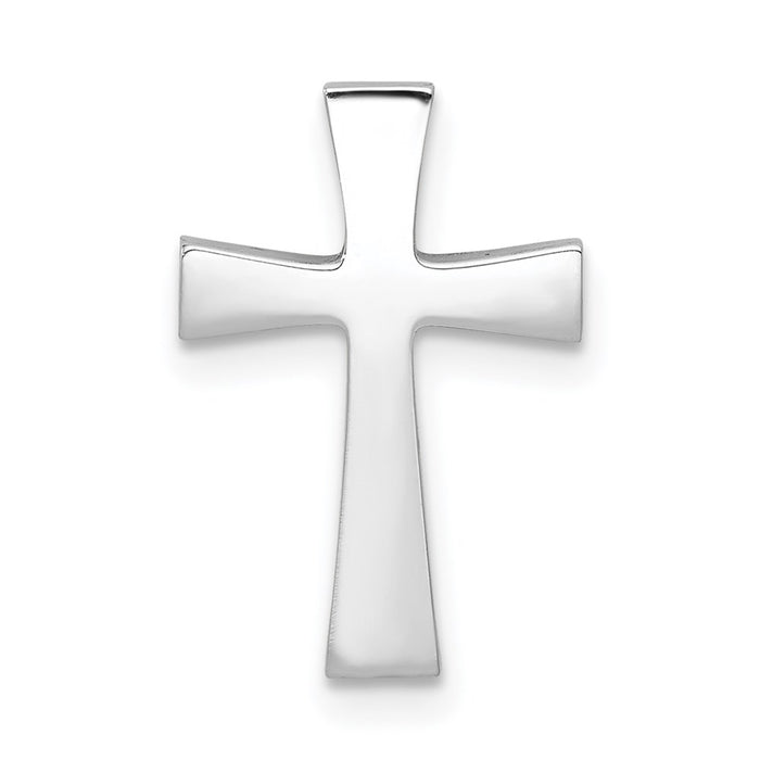 Million Charms 14K White Gold Themed Polished Relgious Cross Chain Slide