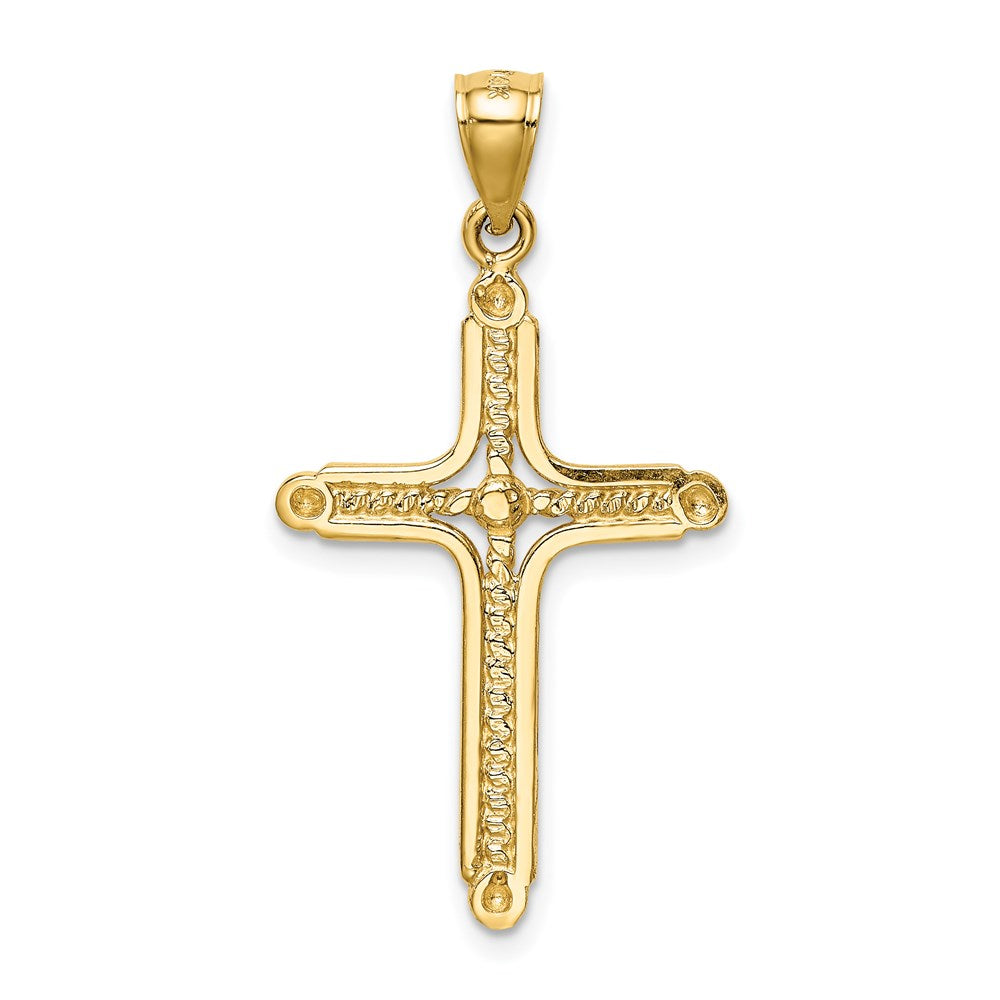 Million Charms 14K Yellow Gold Themed Polished Braided Relgious Cross Pendant