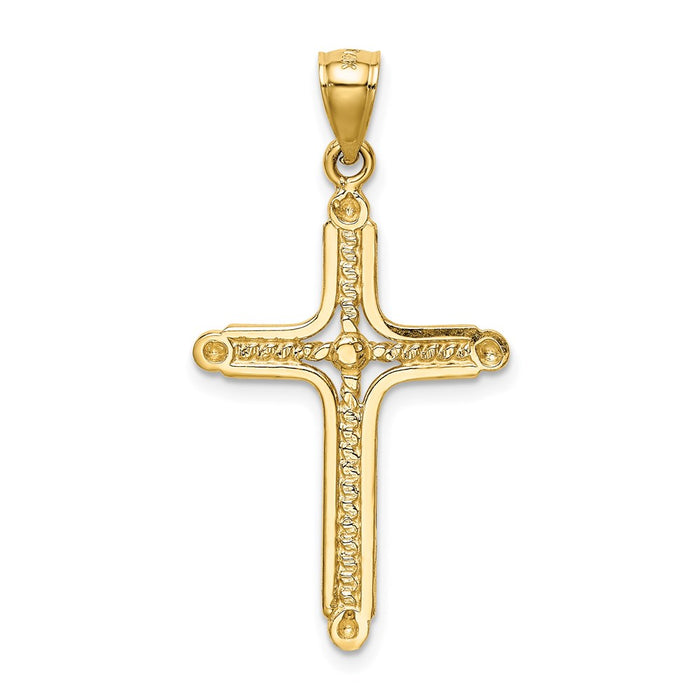 Million Charms 14K Yellow Gold Themed Polished Braided Relgious Cross Pendant