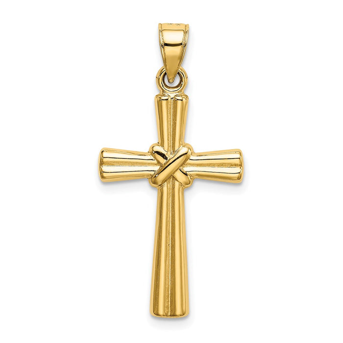 Million Charms 14K Yellow Gold Themed Hollow Relgious Cross Pendant