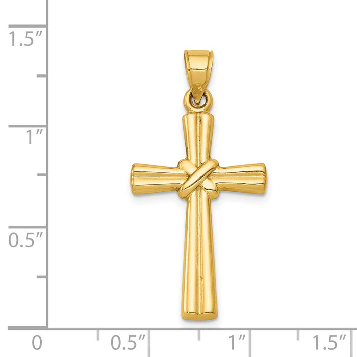 Million Charms 14K Yellow Gold Themed Hollow Relgious Cross Pendant