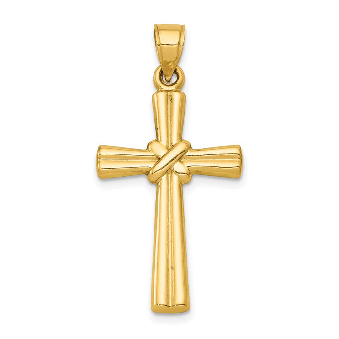 Million Charms 14K Yellow Gold Themed Hollow Relgious Cross Pendant