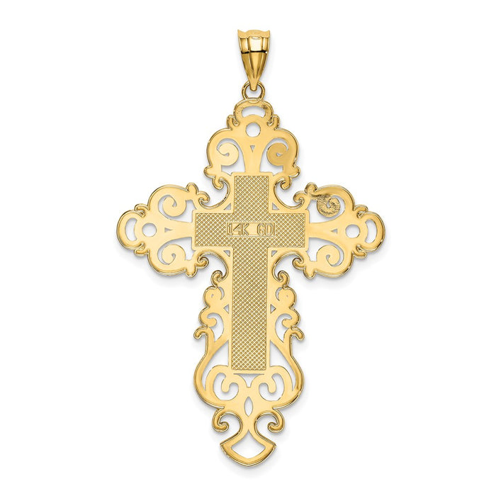 Million Charms 14K Yellow Gold Themed Polished Fancy Relgious Cross Pendant