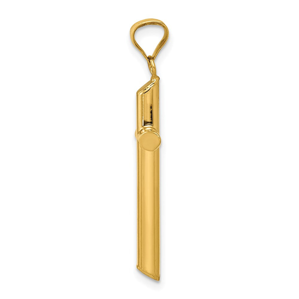 Million Charms 14K Yellow Gold Themed Polished Tube Relgious Cross Pendant
