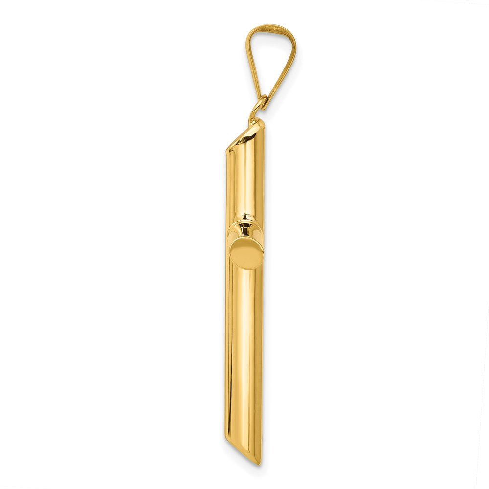 Million Charms 14K Yellow Gold Themed Polished Tube Relgious Cross Pendant