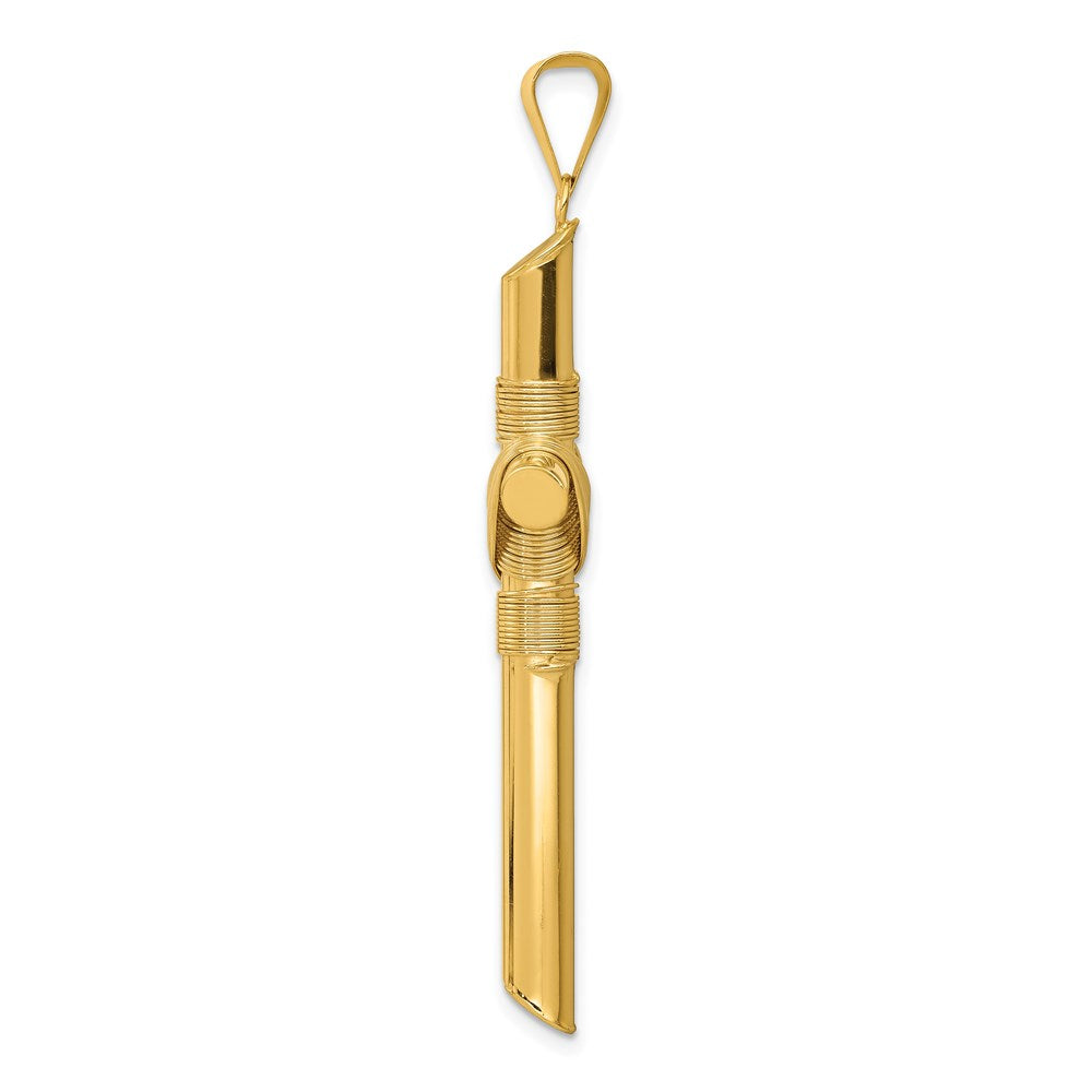 Million Charms 14K Yellow Gold Themed Polished Tube Relgious Cross Pendant