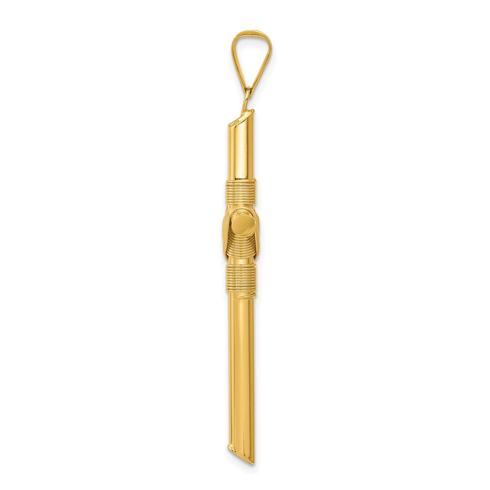 Million Charms 14K Yellow Gold Themed Polished Tube Relgious Cross Pendant