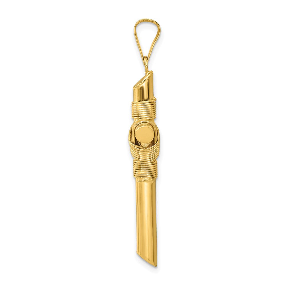 Million Charms 14K Yellow Gold Themed Polished Tube Relgious Cross Pendant