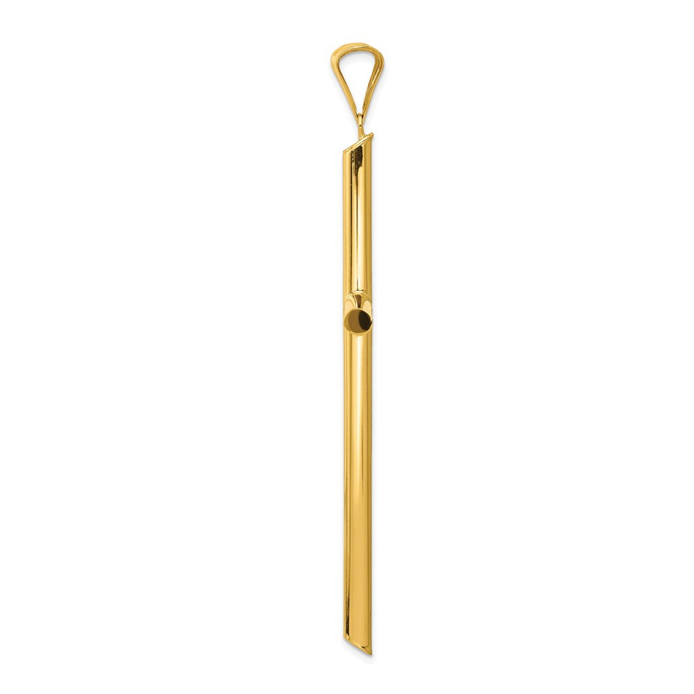 Million Charms 14K Yellow Gold Themed Polished Tube Relgious Cross Pendant