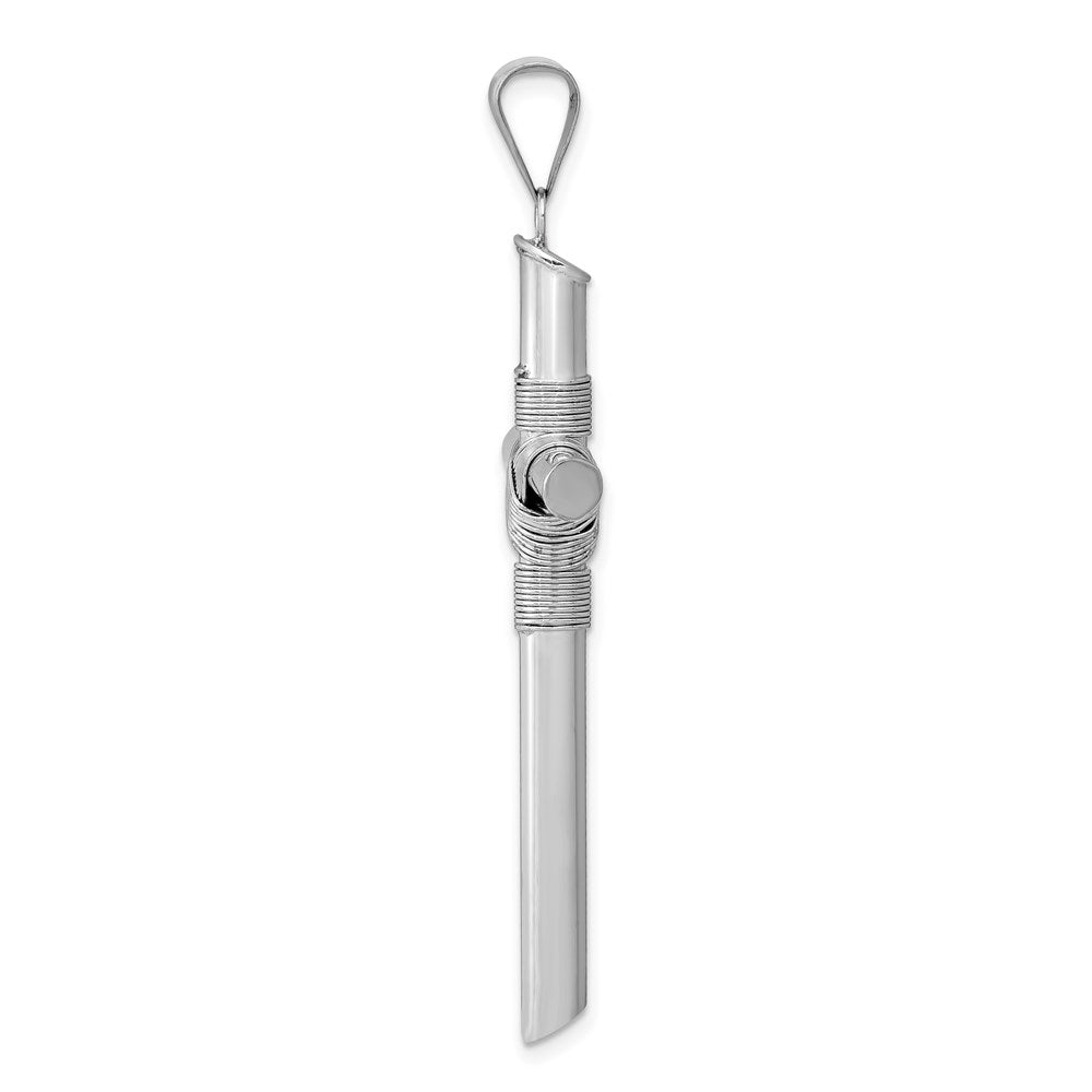 Million Charms 14K White Gold Themed Polished Tube Relgious Cross Pendant