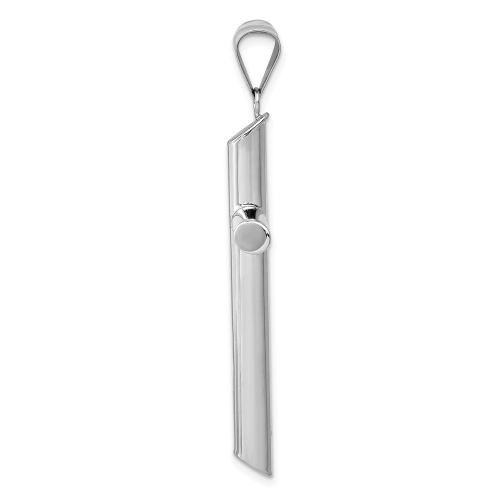 Million Charms 14K White Gold Themed Polished Tube Relgious Cross Pendant
