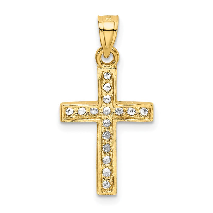 Million Charms 14K Yellow Gold Themed (Cubic Zirconia) CZ Latin Relgious Cross Pendant