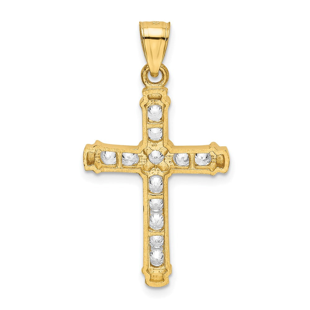 Million Charms 14K Yellow Gold Themed (Cubic Zirconia) CZ Relgious Cross Pendant
