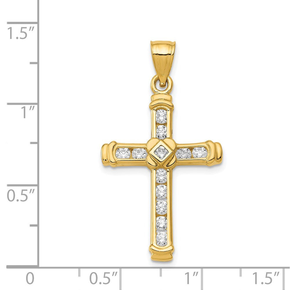 Million Charms 14K Yellow Gold Themed (Cubic Zirconia) CZ Relgious Cross Pendant