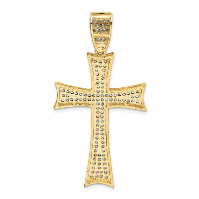 Million Charms 14K Micro Pav‚ (Cubic Zirconia) CZ Large Relgious Cross Pendant