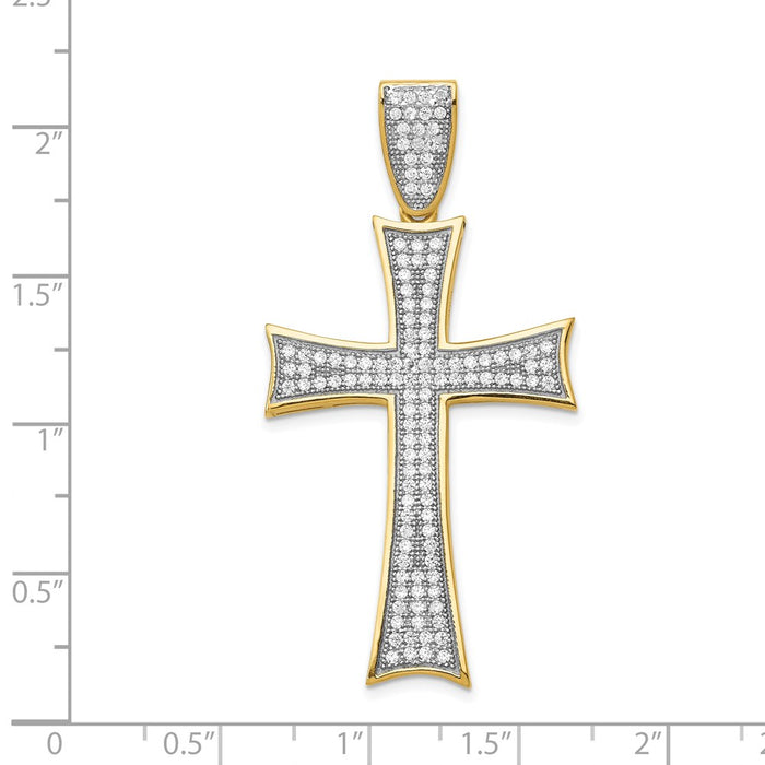 Million Charms 14K Micro Pav‚ (Cubic Zirconia) CZ Large Relgious Cross Pendant