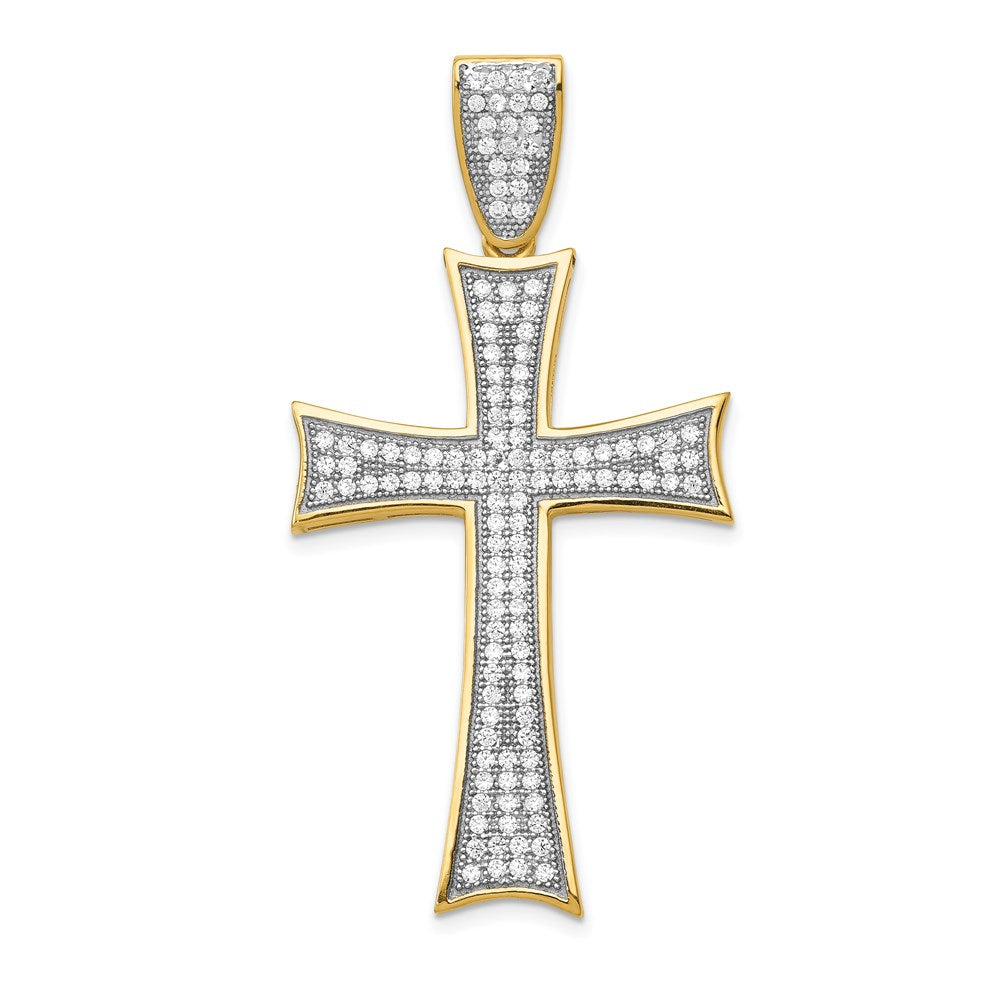 Million Charms 14K Micro Pav‚ (Cubic Zirconia) CZ Large Relgious Cross Pendant