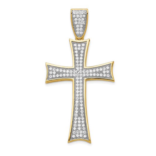 Million Charms 14K Micro Pav‚ (Cubic Zirconia) CZ Large Relgious Cross Pendant