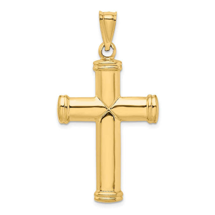 Million Charms 14K Yellow Gold Themed Polished Stamping Relgious Cross Pendant