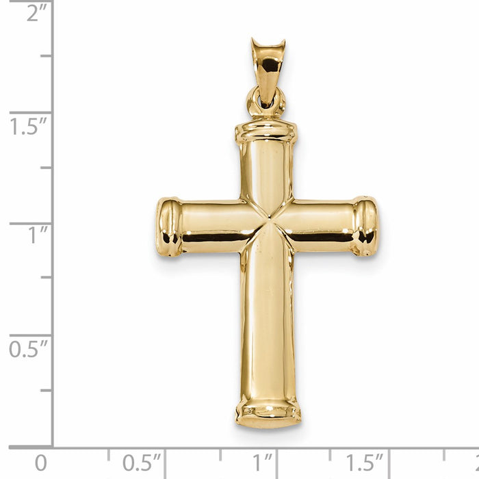 Million Charms 14K Yellow Gold Themed Polished Stamping Relgious Cross Pendant