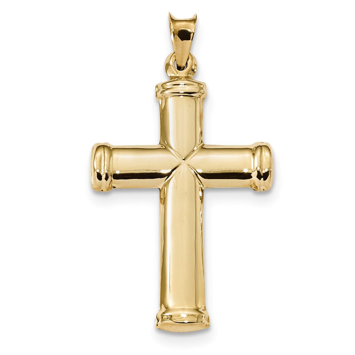 Million Charms 14K Yellow Gold Themed Polished Stamping Relgious Cross Pendant