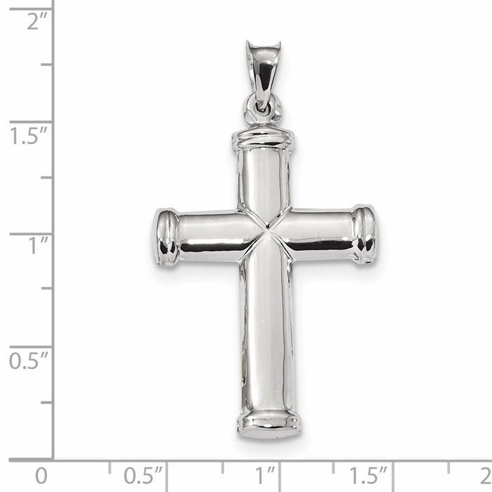 Million Charms 14K White Gold Themed Polished Stamping Relgious Cross Pendant
