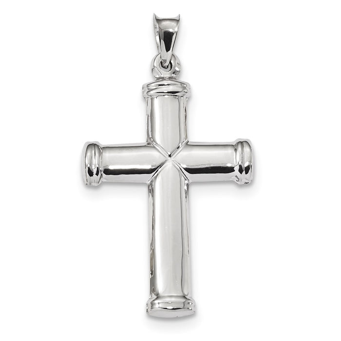 Million Charms 14K White Gold Themed Polished Stamping Relgious Cross Pendant