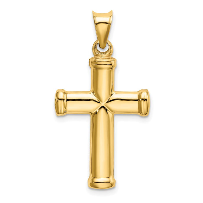 Million Charms 14K Yellow Gold Themed Polished Stamping Relgious Cross Pendant