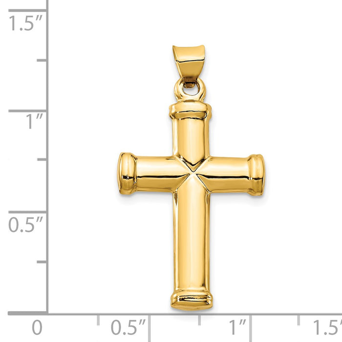 Million Charms 14K Yellow Gold Themed Polished Stamping Relgious Cross Pendant