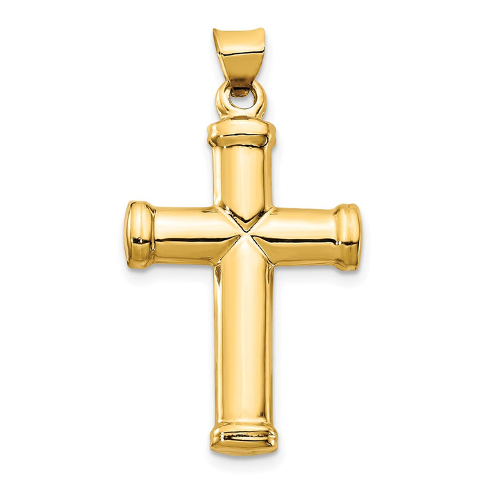 Million Charms 14K Yellow Gold Themed Polished Stamping Relgious Cross Pendant